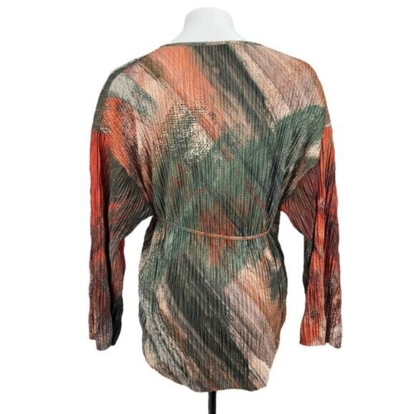 Zara Pleated Printed Kimono Wrap Small - Picture 6 of 8